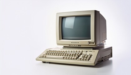 an old computer isolated white background