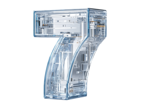 Translucent and transparent number 7.