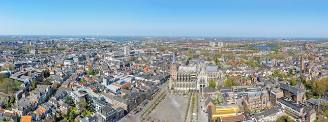 Aerial panorama from the city 's-Hertogenbosch with the St. Jans Cathedral in the Netherlands