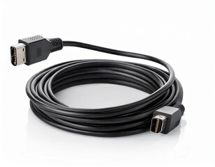 type c extension cable in black plastic insulation isolated on a white background