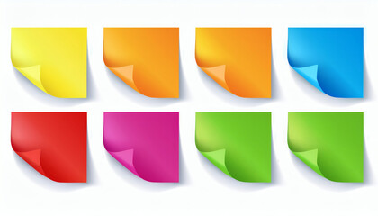 Multicolor post it notes isolated on white background. Colored sticky note set.