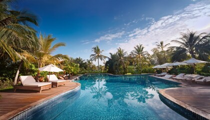 swimming pool in luxury beautiful tropical hotel