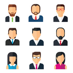 Collection of male and female business profile icons.