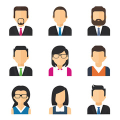 Flattened profile icons of diverse business people.