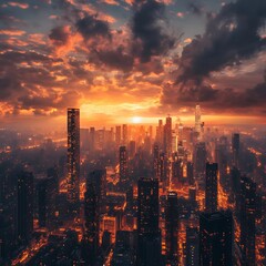 Fototapeta premium Evening lights and skyline creating scenic reflections high resolution picture