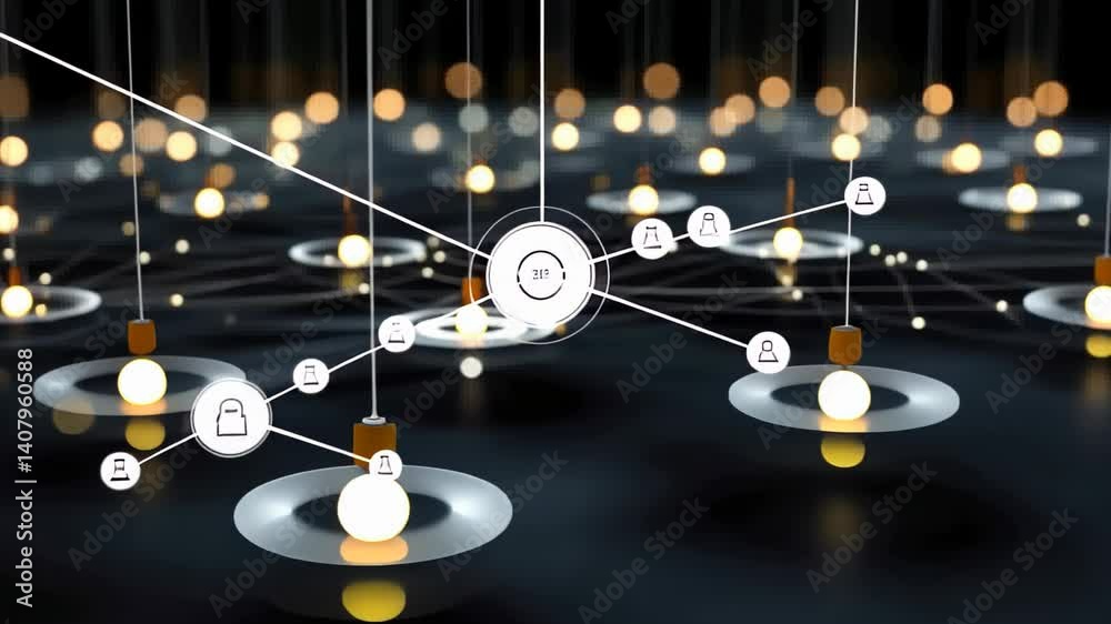 Poster intricate light patterns illuminate connections in a digital landscape at night in a mesmerizing dis