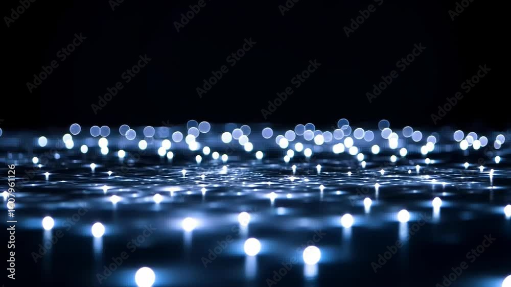 Poster Sparkling lights dance across a dark surface creating a mesmerizing glow at night in an enchanting display of illumination Generative AI