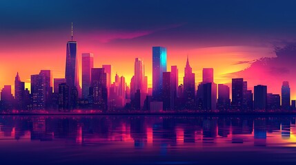Fototapeta premium Urban nightfall lights and reflections forming a masterpiece high resolution picture