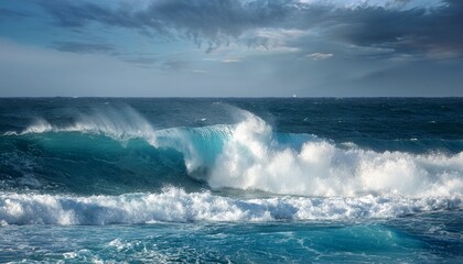 Fototapeta premium dynamic dance of ocean waves nature s unyielding embrace of the shoreline