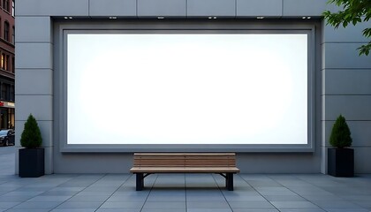 Fototapeta premium Blank billboard advertising banner media display, mockup advertisement, A large blank billboard or projection screen mounted on a wall in an urban setting, created with generative ai