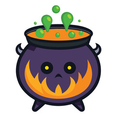 Halloween cauldrons isolated clipart on white background