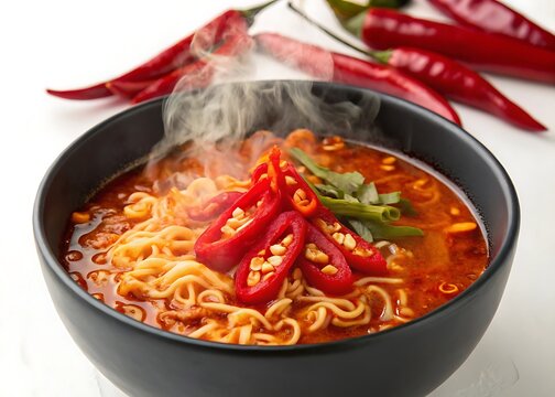 Ultimate Spicy Challenge Buldak Ramen with Fiery Chili Peppers