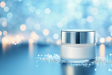 White lotion skin care cosmetic product with circle zoom quality. Beauty cream texture