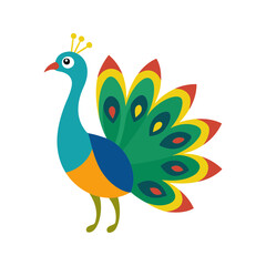 Peacock spreading its colorful feathers illustration