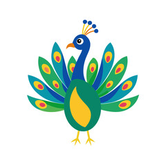 Peacock spreading its colorful feathers illustration