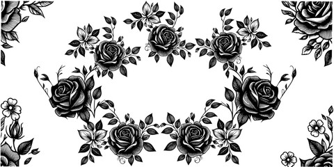 Fototapeta premium abstract floral background, seamless floral pattern, seamless pattern with roses