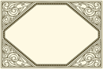 Decorative ornate retro floral blank frame template