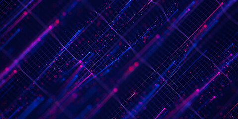 Abstract wavy flow of big data in cyber space. Quantum computing information stream. Digital pathway of cloud data waves