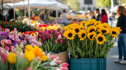 bazaar stall filled with an assortment of colorful textiles, carpets, and rugs, creating a rich tapestry of patterns and hues 
