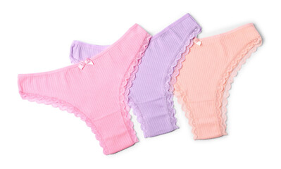 Beautiful panties isolated on white, top view