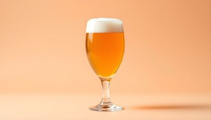 A crystal glass filled with cold, golden beer with a frothy head, ready to be enjoyed in the evening.