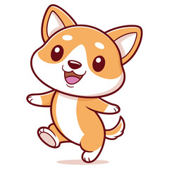 Happy Cartoon Dog Walking Freely Isolated on White Background, Cheerful Pup Design