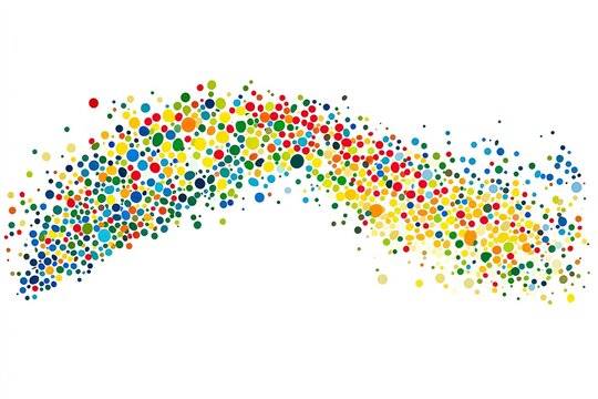 Abstract colorful dots flowing in a wave