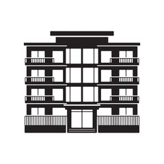 Bold Silhouette Apartment Building Icon – Modern Flat Design for Real Estate and Floor Plans