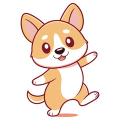Happy Cartoon Corgi Dancing Vector, Cheerful Puppy Isolated on Transparent