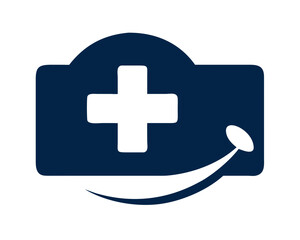 Fototapeta premium Medical Cross Icon with Smile Design on Simple Background 