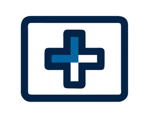 Obraz premium Medical Cross Icon in Blue and Navy Color Scheme 