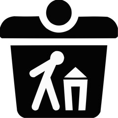 Icon of a person disposing waste in a trash bin  