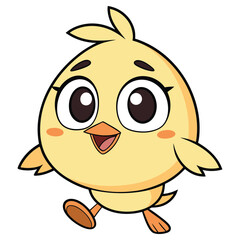 Animated Chick Walking with Joyful Expression on Transparent Background Design