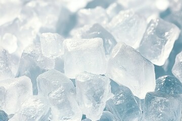Obraz premium Close-up of many small, clear ice cubes