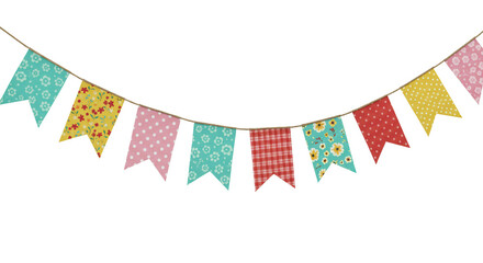 Fototapeta premium red, orange, yellow, blue, green, triangular flags, festive pattern, decorative string, cheerful accents, playful colors, vibrant display, celebration, casual outdoor decor, inviting charm, cultural t