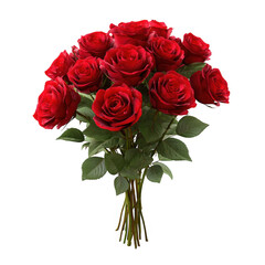 Beautiful Red Rose Bouquet Isolated on Transparent Background