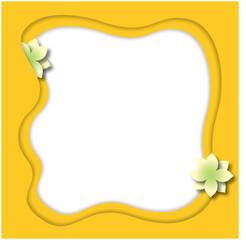 Yellow green flower frame papercut