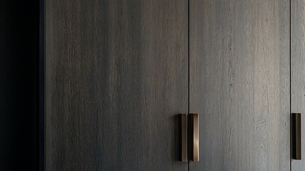 The wooden doors are black and have brass handles