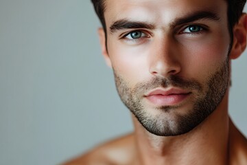 Obraz premium Close-up portrait of a man with blue eyes