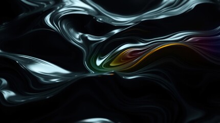 Obraz premium Abstract liquid paint swirling, dark hues with vibrant accents