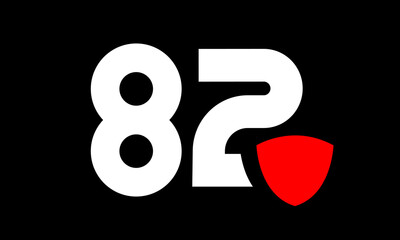 82 Shield Red Modern Simple Protect Logo