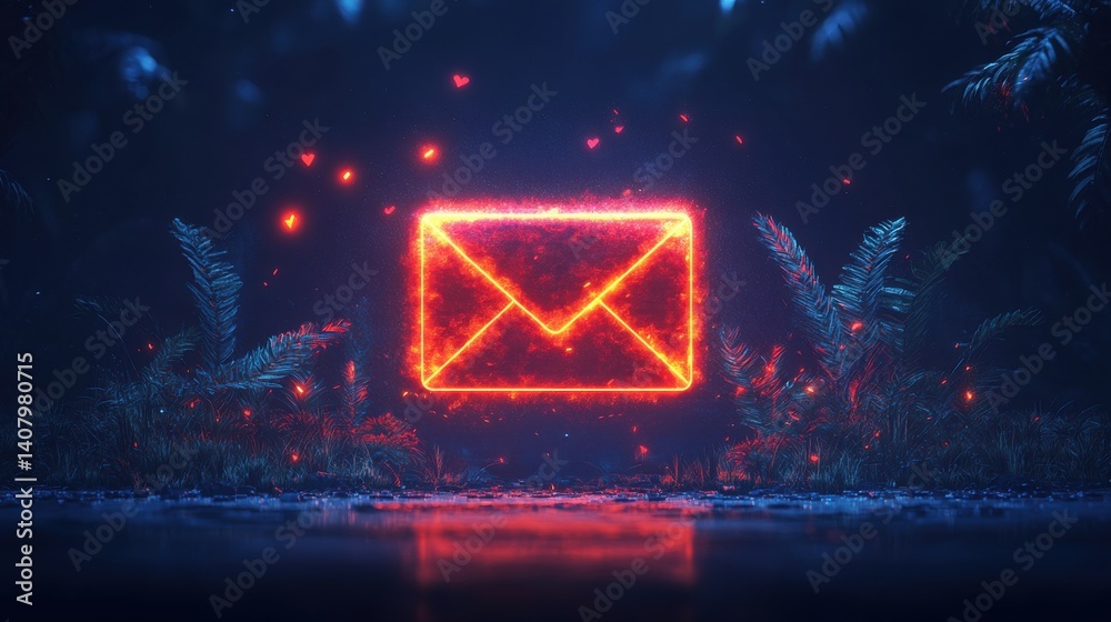 Leinwandbilder introducing a new email notification concept featuring an inbox receiving electronic message alert,an abstract minimalist design,blue background