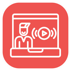 Minimalist Line Art User Live Streaming Rounded Square Icon