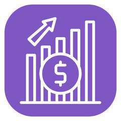 Minimalist Line Art Business Growth Rounded Square Icon