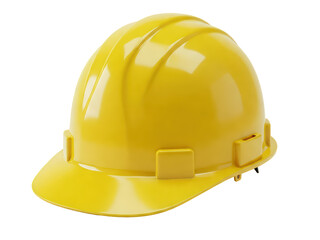 Fototapeta premium A bright yellow construction hard hat placed isolated on transparent background. Studio lighting, realistic style, no logos