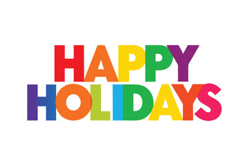 HAPPY HOLIDAYS in Color! Overlapping Rainbow Letter Banner