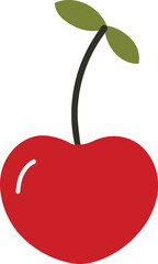 Vector illustration of red cherry with leaves