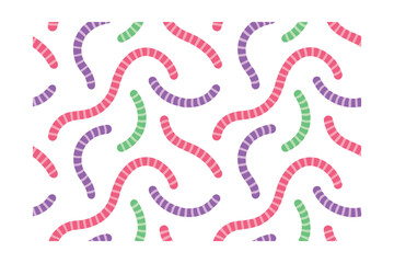 Obraz premium Abstract Seamless Pattern Of Striped Worms In Pink Purple And Green Colors On A White Background