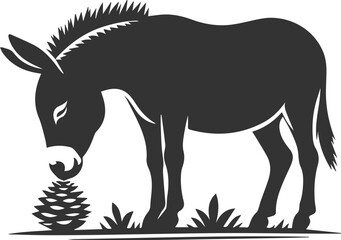 Donkey animal vector with tree silhouette