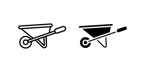 Wheelbarrow icon set. for mobile concept and web design on white background